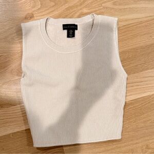 House of Harlow Cream Ribbed Tank Top